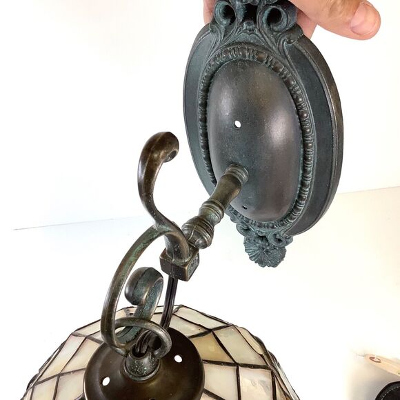 Stained Glass Hanging Electric Wall Sconce Grapes Metal Bracket Deco Mission - Picture 6 of 11